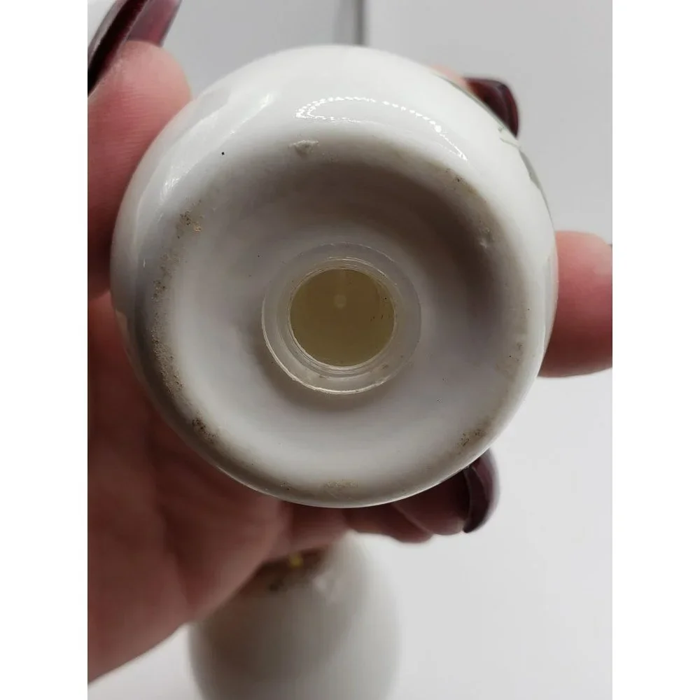 Vintage ISRAEL Signed Porcelain Hand Painted Rose Floral 14k Gold Salt Pepper Sh